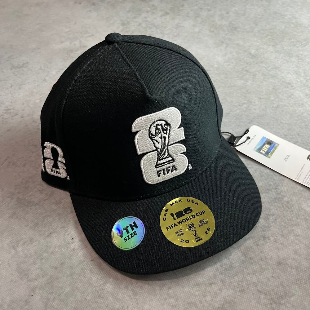 Fifa World Cup 2026 Mexico USA Canada Soccer Kids Hat Black Youth Adjustable